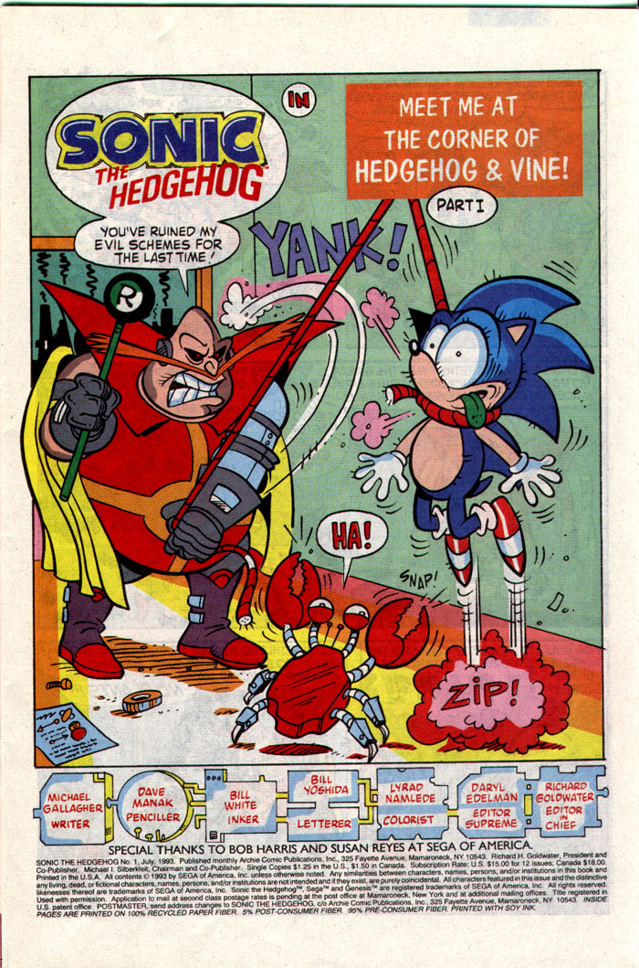 Sonic - Archie Adventure Series July 1993 Page 1